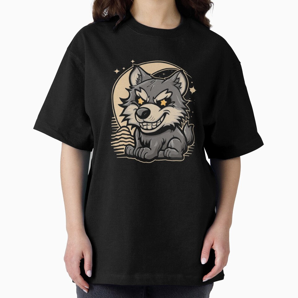 Retro Wolf Graphic - 90s Nostalgia Oversized Unisex Top by TrendTrove1