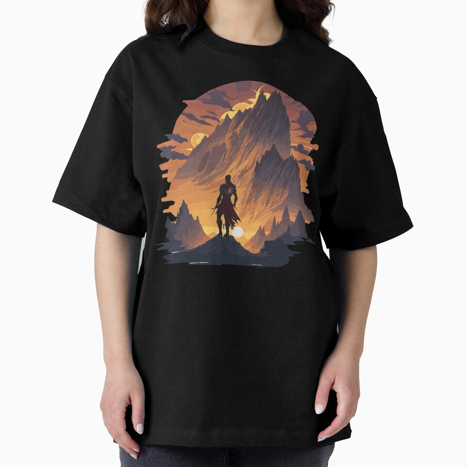 Warrior in the mountains,T-Shirt, crew neck, generous fit by AstorDWorkshop