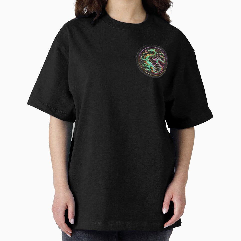 emerald dragon badge - embroidery iron patch textured graphic artwork by hayrpictures