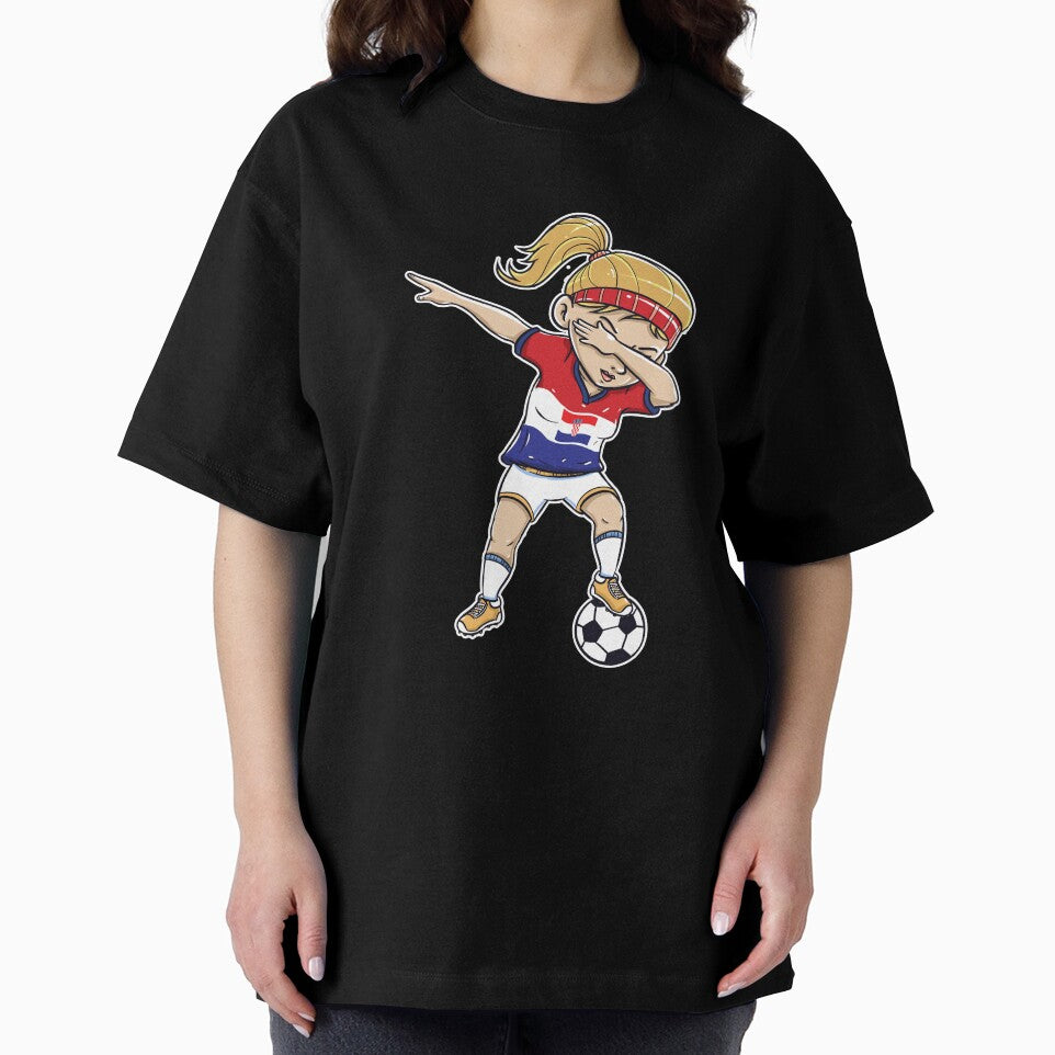 Dabbing Soccer Player Funny Croatia Fan T-Shirt girl by Pummli