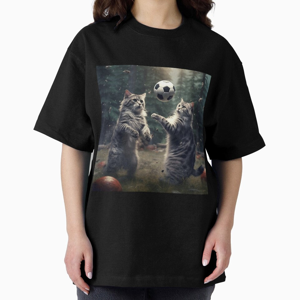 Two American Longhair Cats Are Playing Soccer by BDMeow