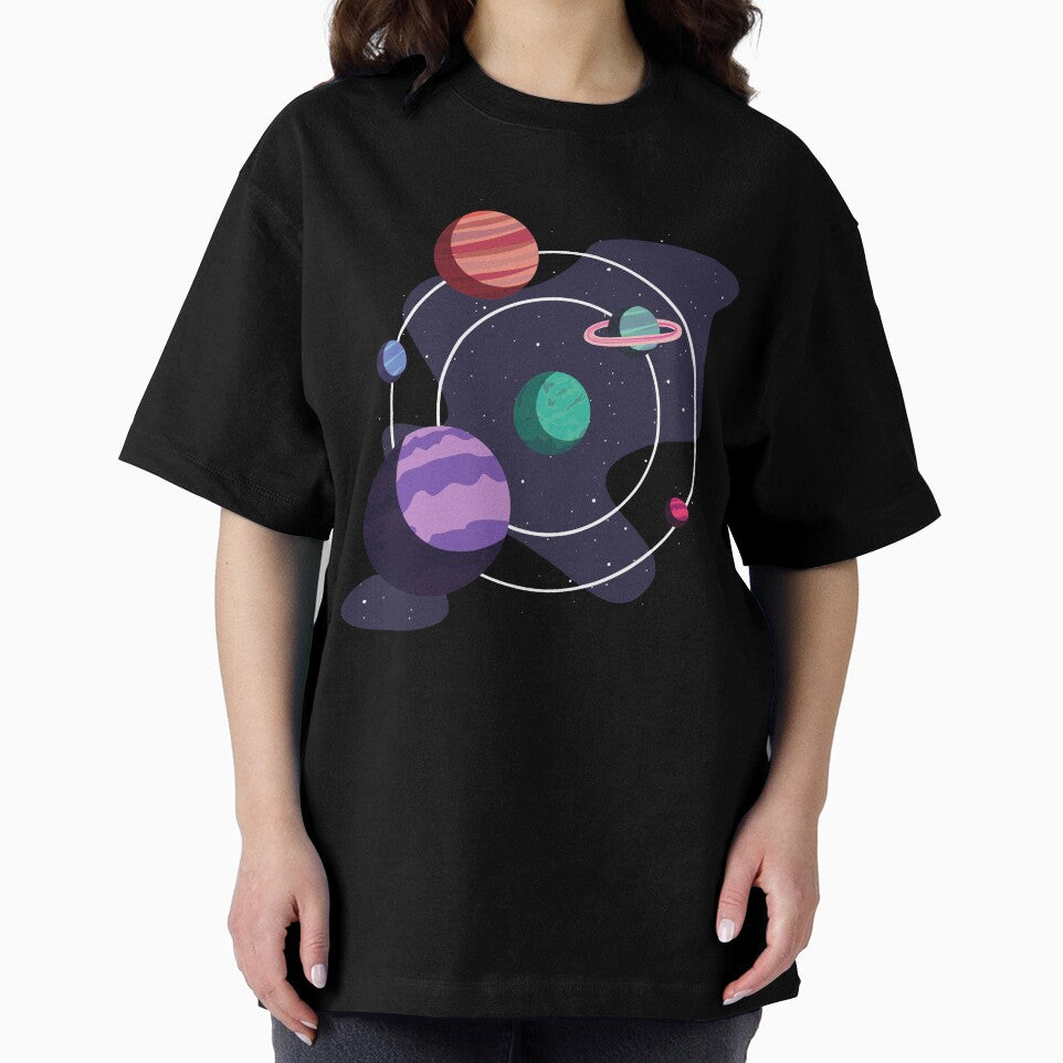 Planets In Space Graphic Printed T-Shirt by KARSCORP