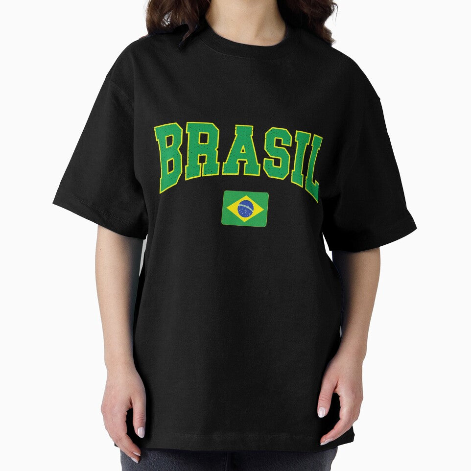 Brasil Flag Athletic Distressed Vintage Soccer Typography Sports Graphic Art by DienesAngele