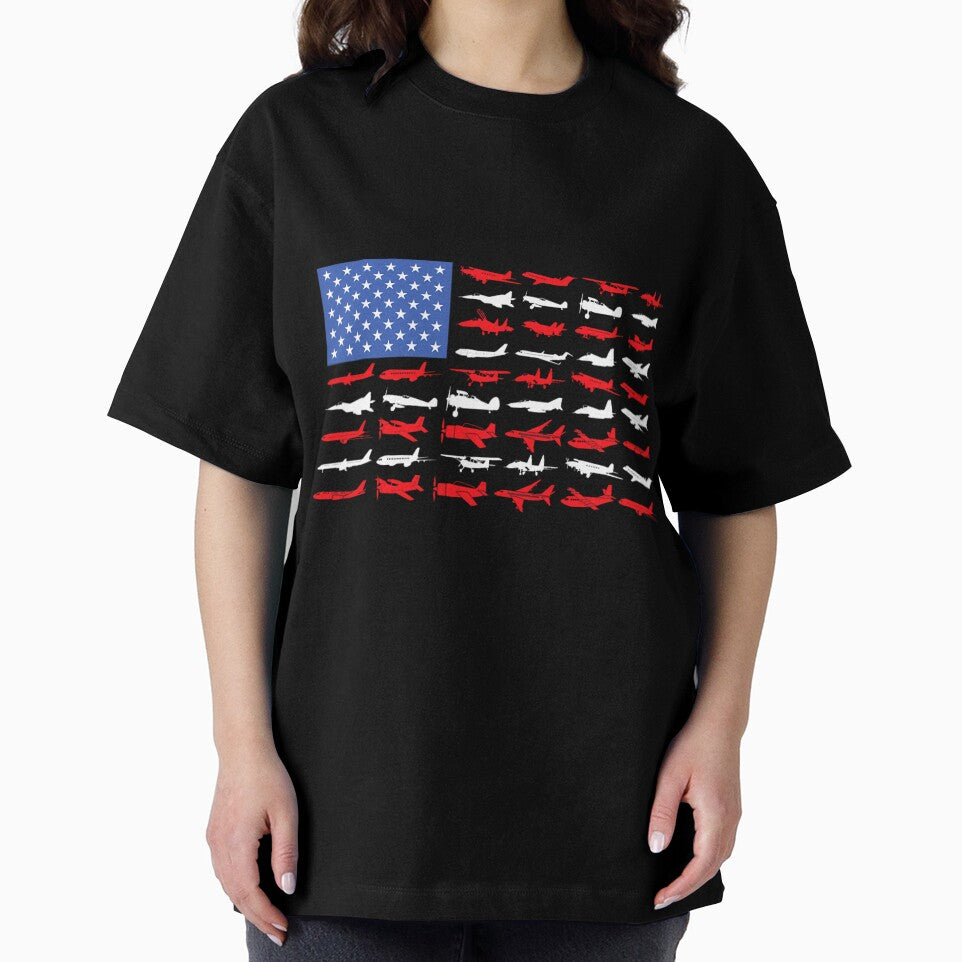 Pilot Airplane American Flag Plane Aviation Short Sleeve by lvpflwagkj56