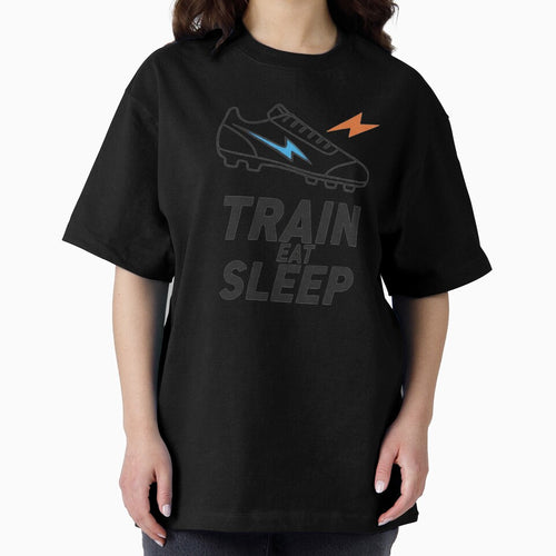 A football boot with the powerful motto Train Eat Sleep. by Rebel-Youth