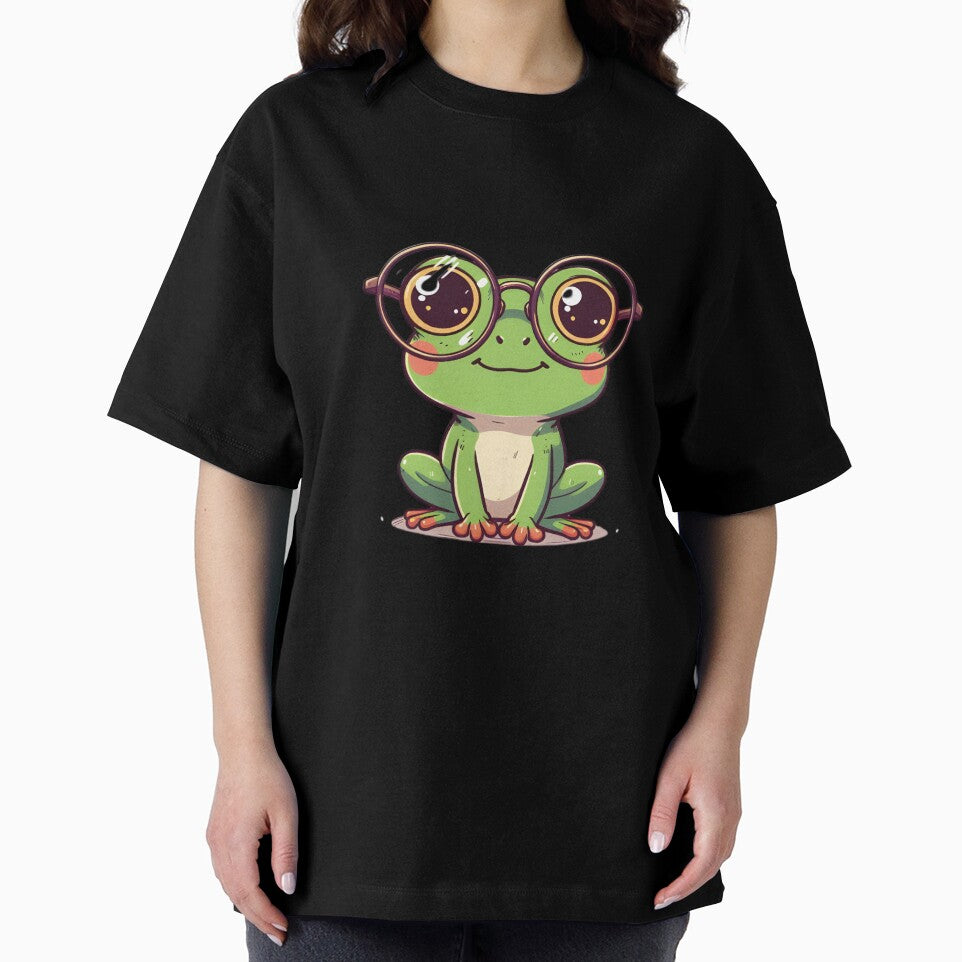 Adorable Green Frog Wearing Oversized Round Glasses by PholPol1959