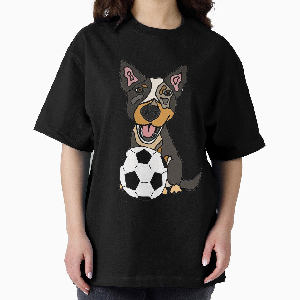 Cool Funny Artsy Australian Cattle Dog Playing Football by Nature's Fancy