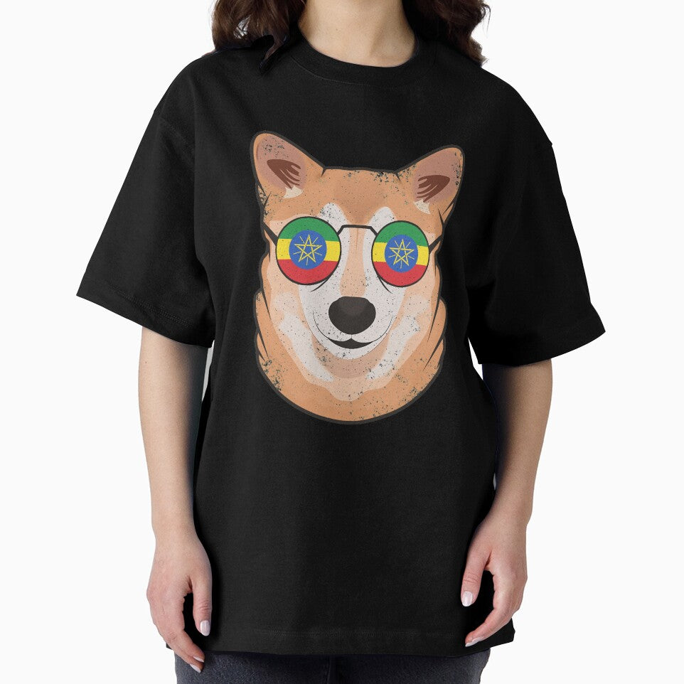 Vintage Patriotic Shiba Inu Ethiopian Flag by feether-store