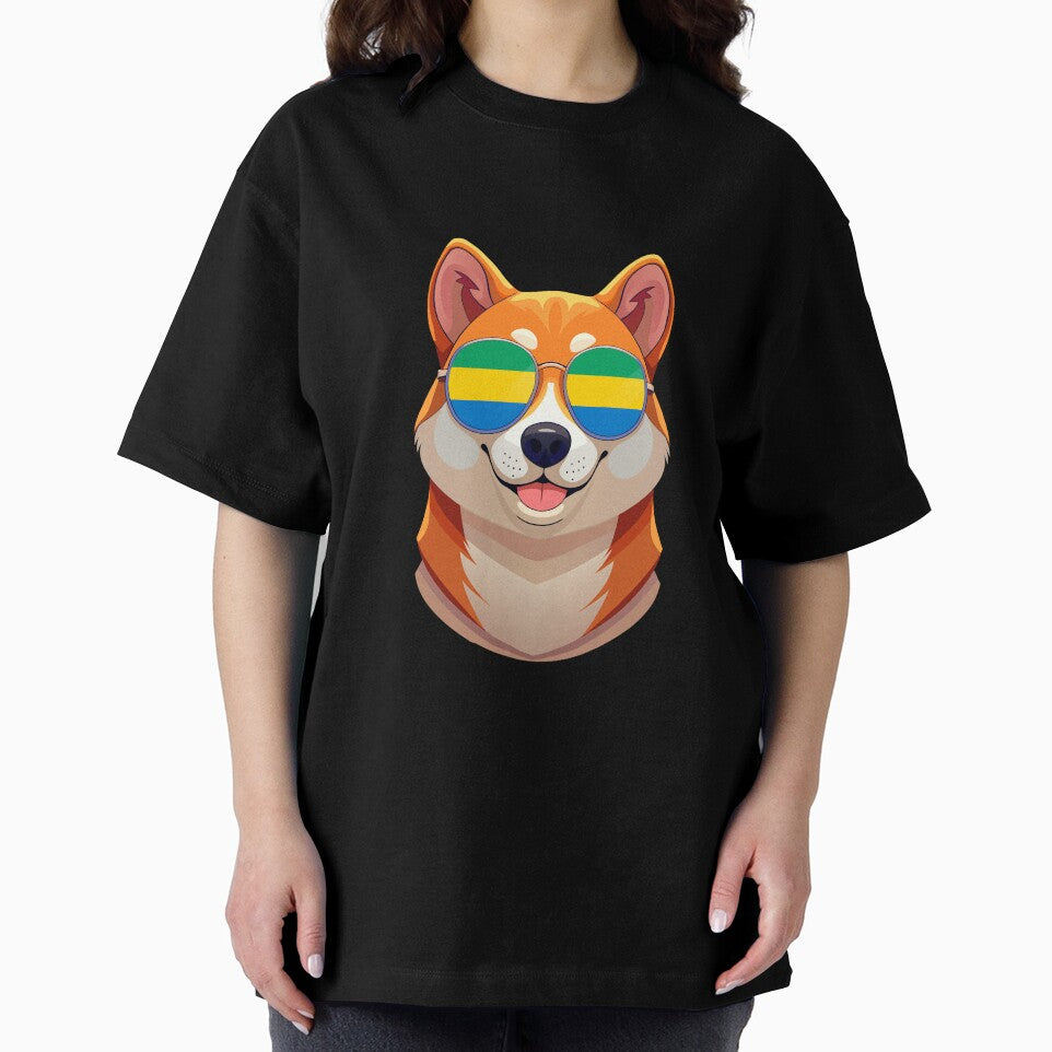 Vintage Patriotic Shiba Inu Gabonese Flag by DreamBrushy