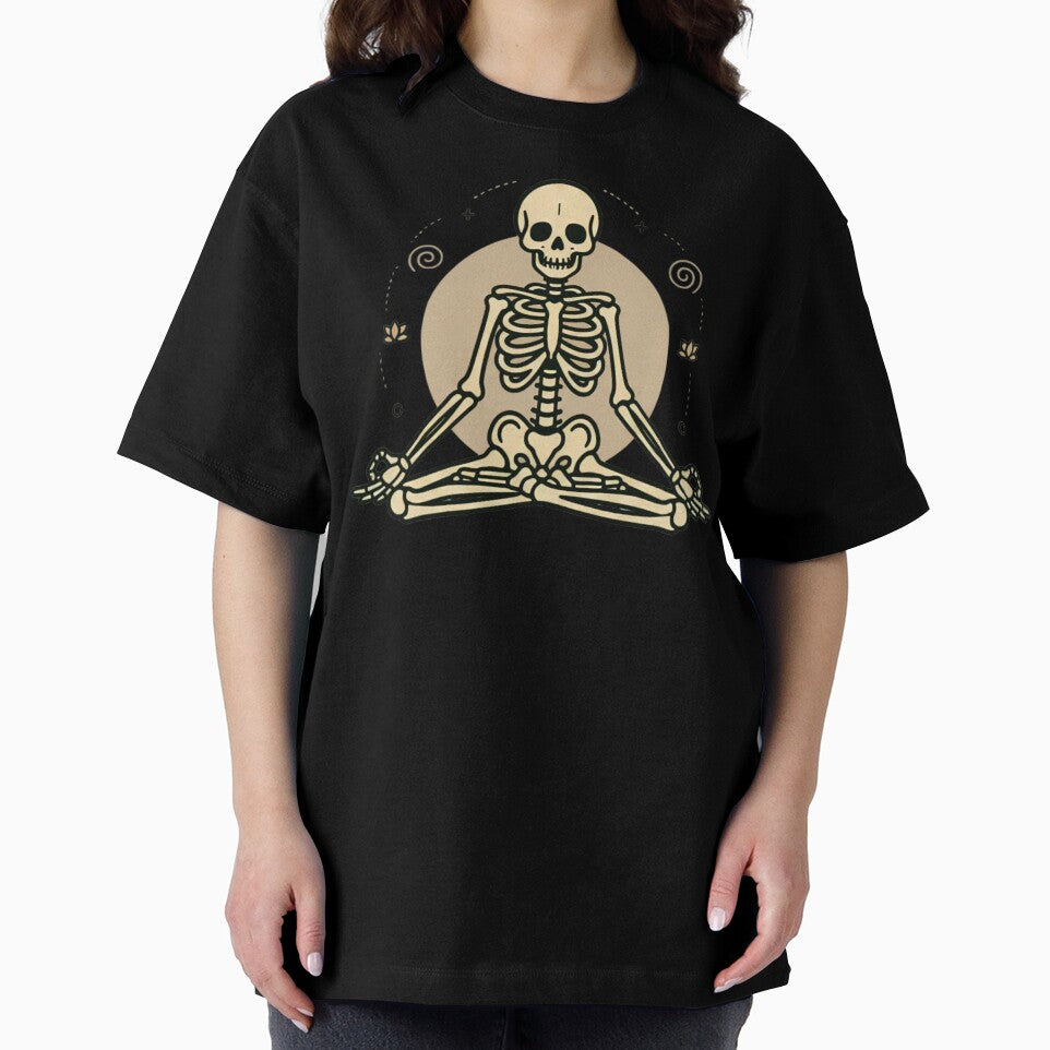 MEDITATING | Minimalist Skeleton Streetwear Art by DEADLINE.