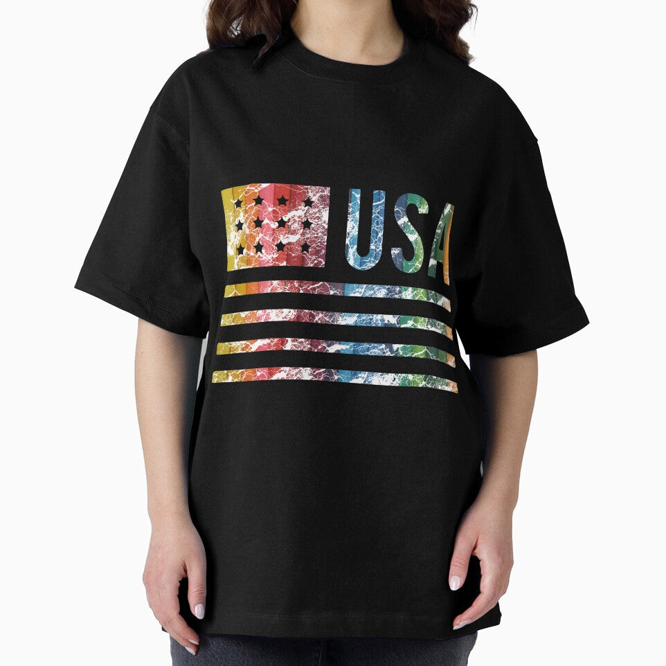 USA American Flag T-Shirt | Colorful Rainbow Design Tee by AllStarMerch