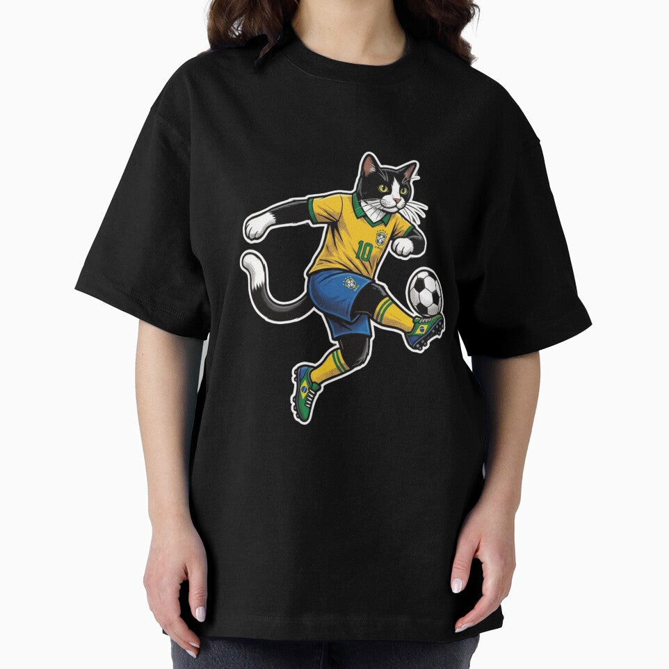 Retro 90s Brazilian Soccer Cat by Ink & Void Co.