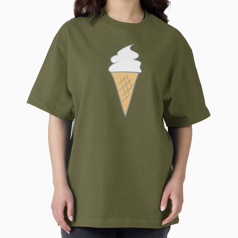 Soft-Serve Cartoon Style Vanilla 99 Ice Cream Pattern Brown background by Karen Ekdahl