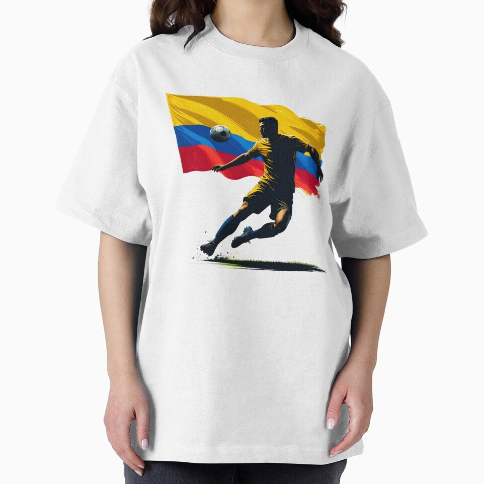 Colombia Soccer Player Art — Colombian Football Flag Action Fan Print by icemanphotos