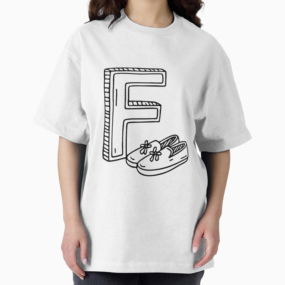 Illustration of Letter F Beside Flatshoes by rasagamastore
