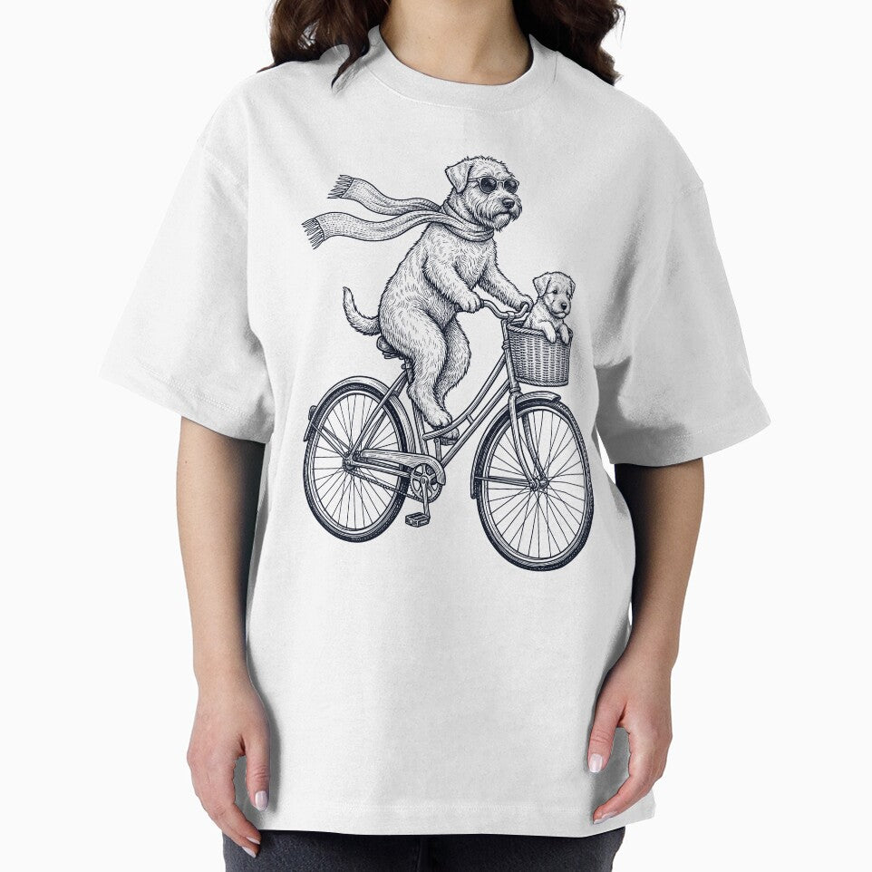 Vintage Soft Coated Wheaten Terrier Riding Bike Bicycle Cycling Dog Lover by DoodleTortle