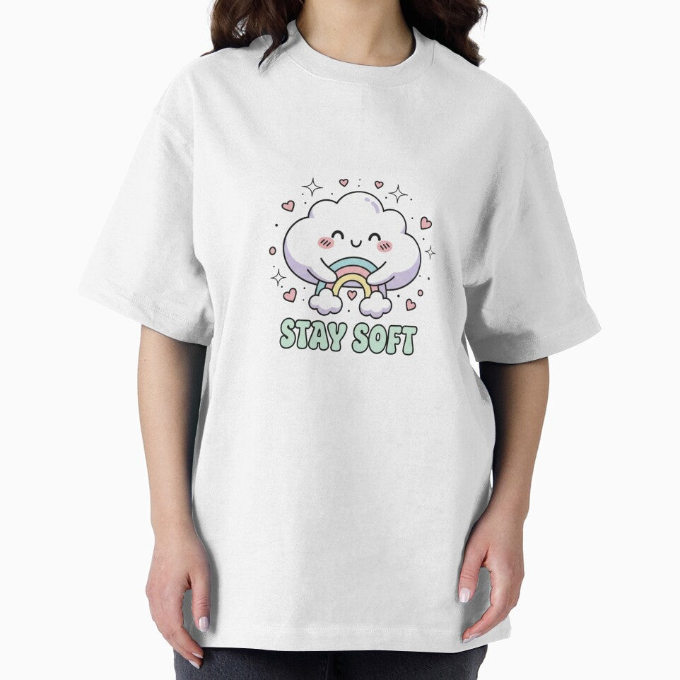 Stay Soft ☁️? – Kawaii Cloud Hug T-Shirt Design by swizbiz