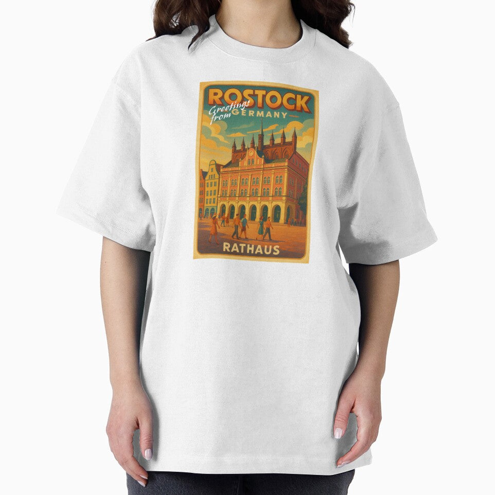 Greetings from ROSTOCK - TOWN HALL - Retro Vintage Design by Earth Celebration Designs
