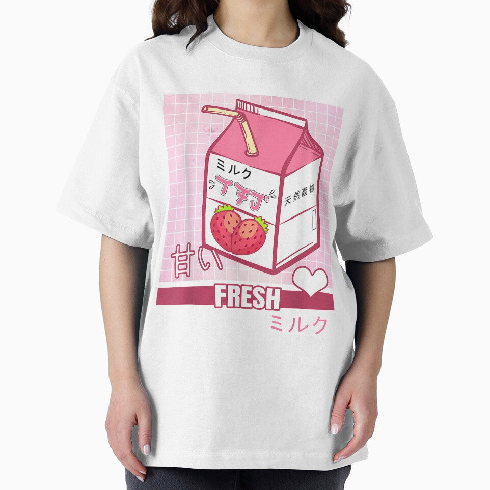 90s Japanese Otaku Stylish Aesthetic Milk Cute Gift T-Shirt T-Shirt by ImartX