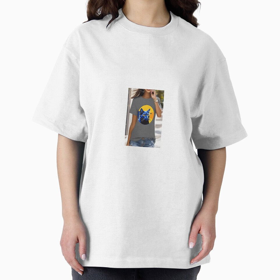 Women's Cat Letter Print Tee for Daily Delight by Chukszy1