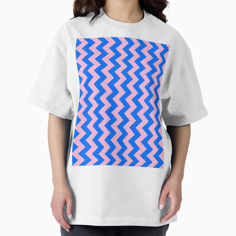 Cotton Candy Pink and Brandeis Blue Vertical Zigzags by ColorsPatterns