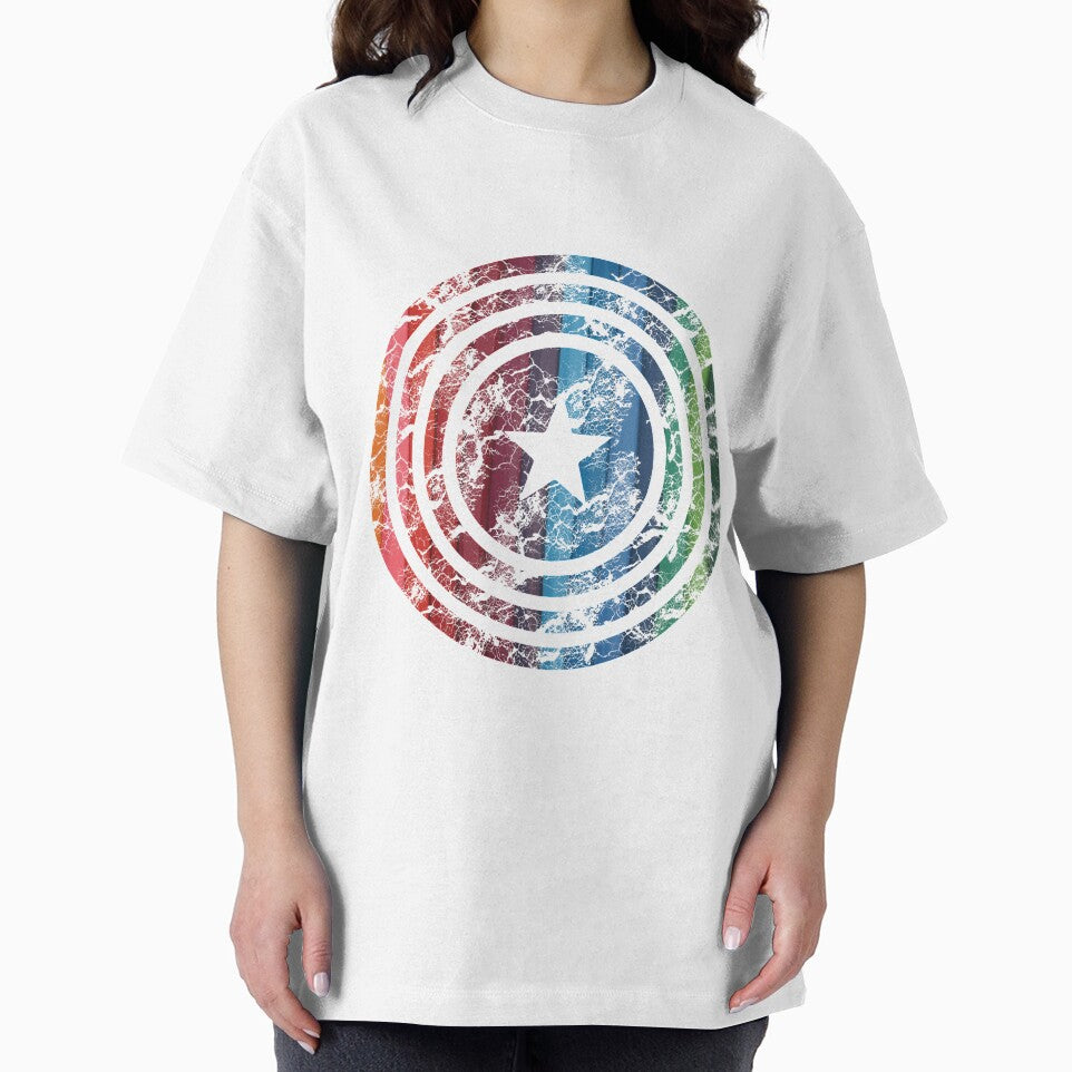 USA Star Shield T-Shirt | Rainbow Color Design Tee by AllStarMerch