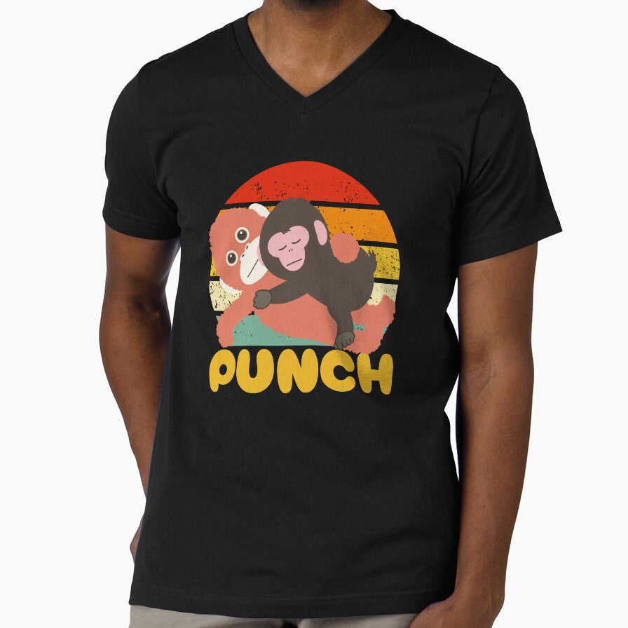 Cute Baby Monkey Punch Kun  And His Stuffed Monkey Retro Sunset by legendaryskins