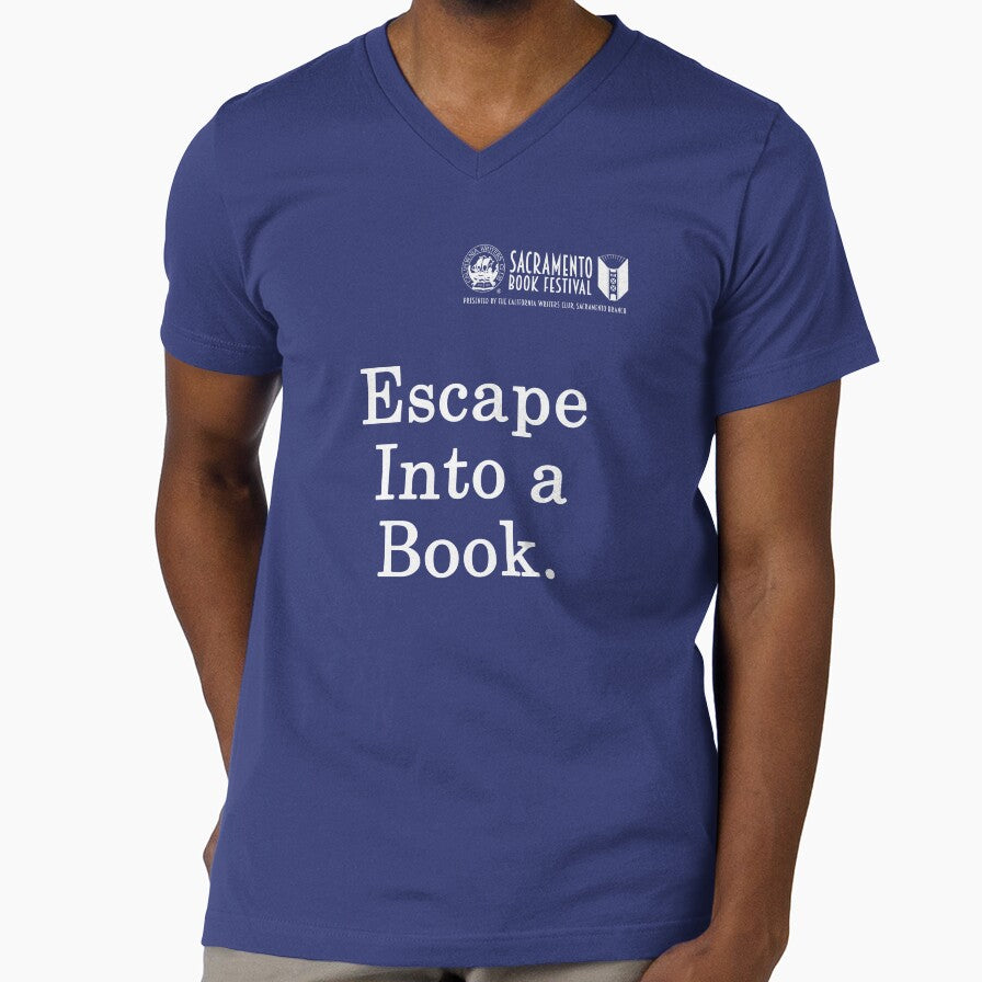 Sacramento Book Festival - Escape Into a Book white letters by SacBookFest