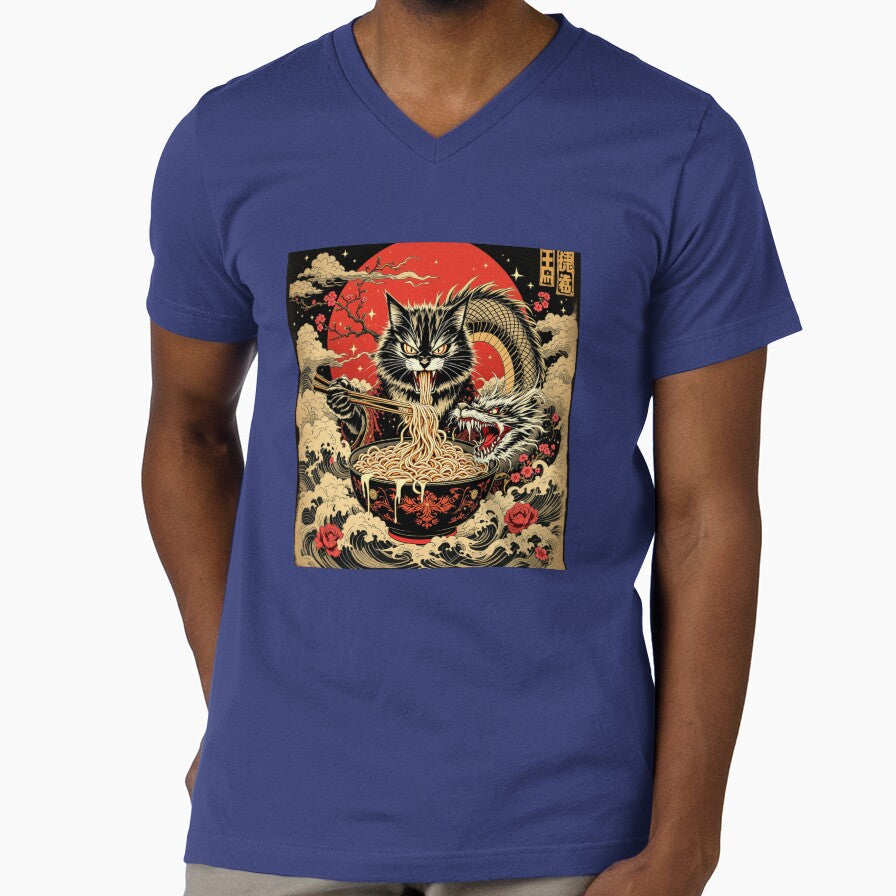 Dragon Ramen Cat | Vintage Japanese Ukiyo-e Style Illustration by KaryaVisionSTR