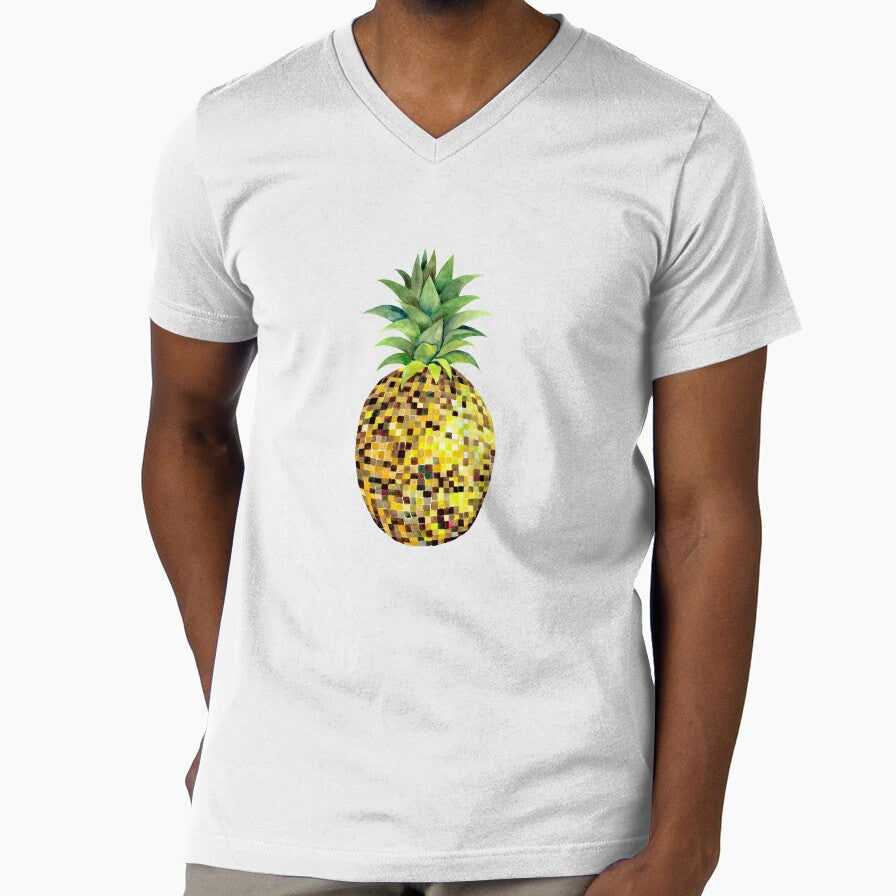 Disco Ball Pineapple Pink Background by papierquarell