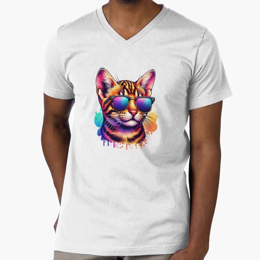 Watercolor Toyger Cat Wearing Sunglasses by TheAnimalZ00