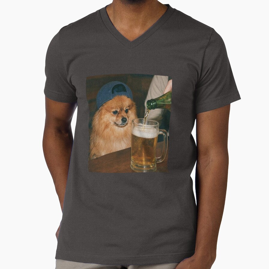 Funny Pomeranian Drinking Beer by ascribbler19