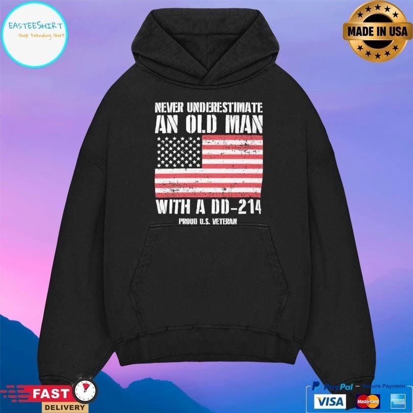 Never Underestimate An Old Man With A DD-214 Proud Us Veteran T-shirt