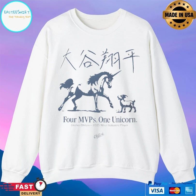 Shohei Ohtani Four MVPs One Unicorn 2025 Most Valuable Player T-shirts