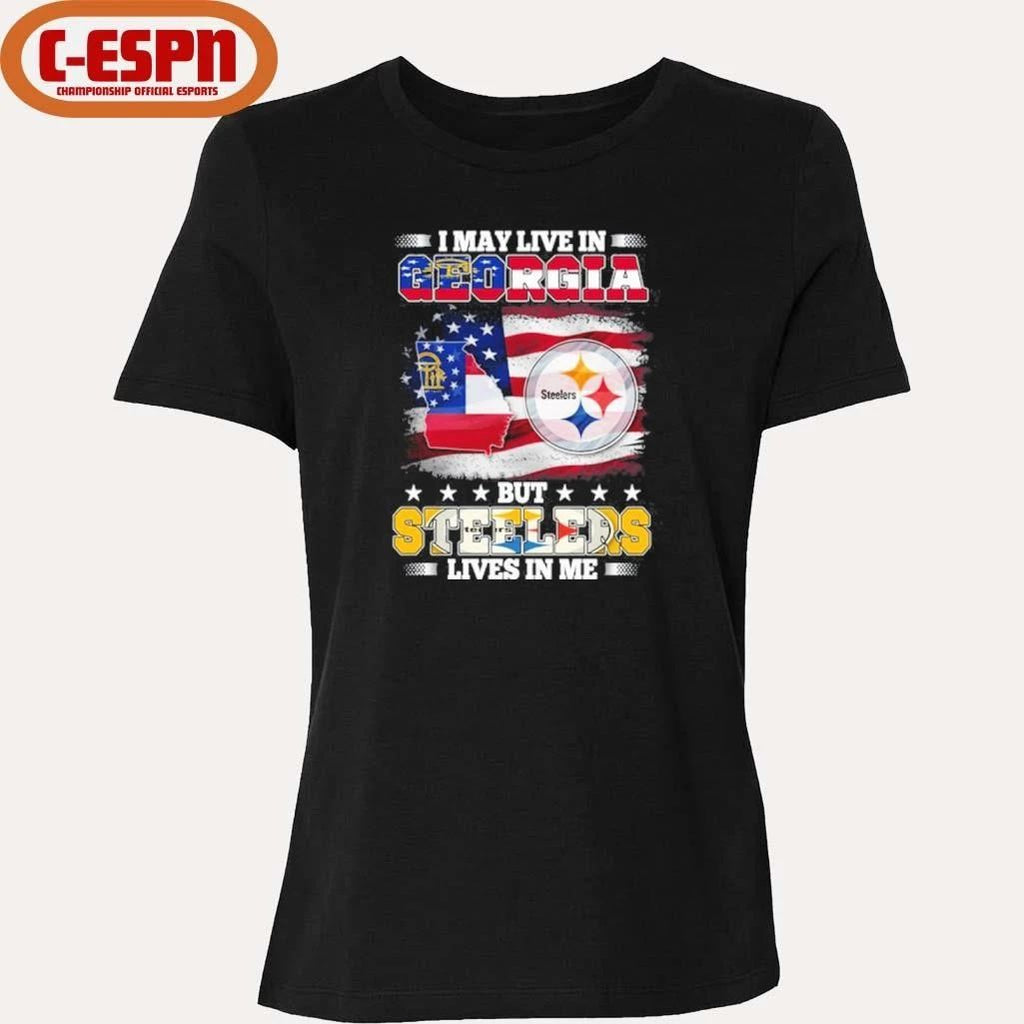 I May Live In Georgia But Steelers Lives In Me Shirt