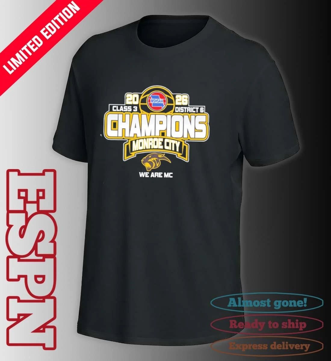 Monroe City Basketball 2026 MSHSAA Class 3 District 6 Champions Shirt