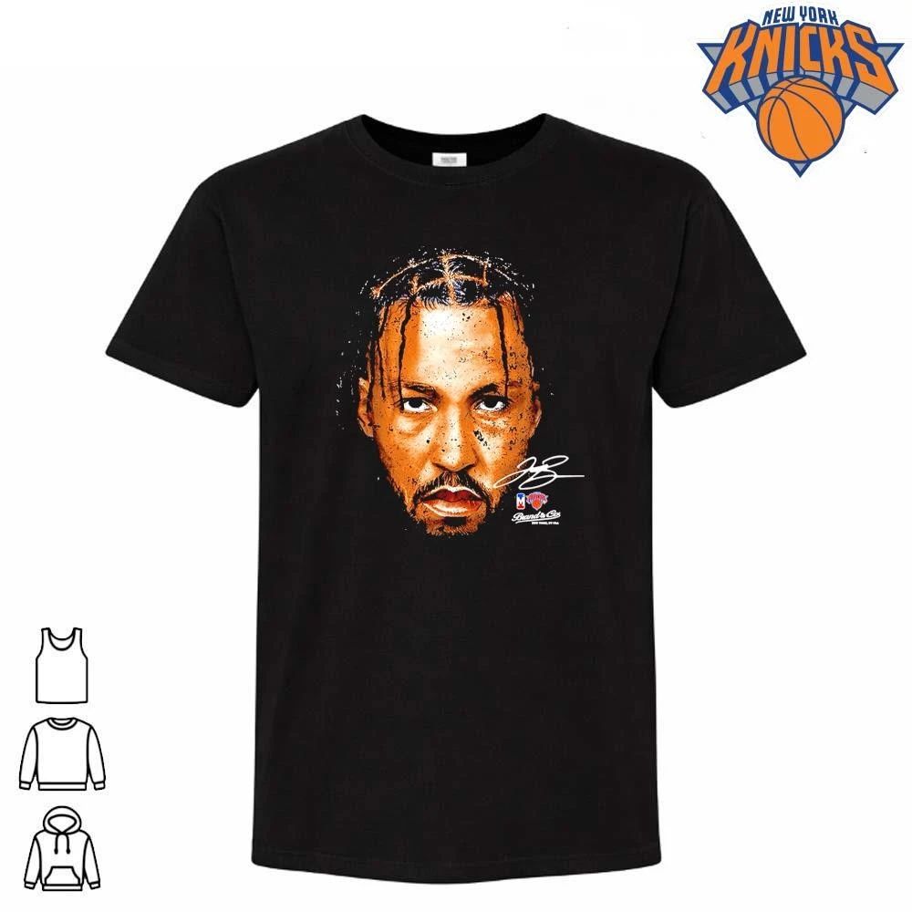 Original New York Knicks Jalen Brunson Close Up Face Portrait Signature Brand Champions Black Graphic NBA Finals 2026 Shirt