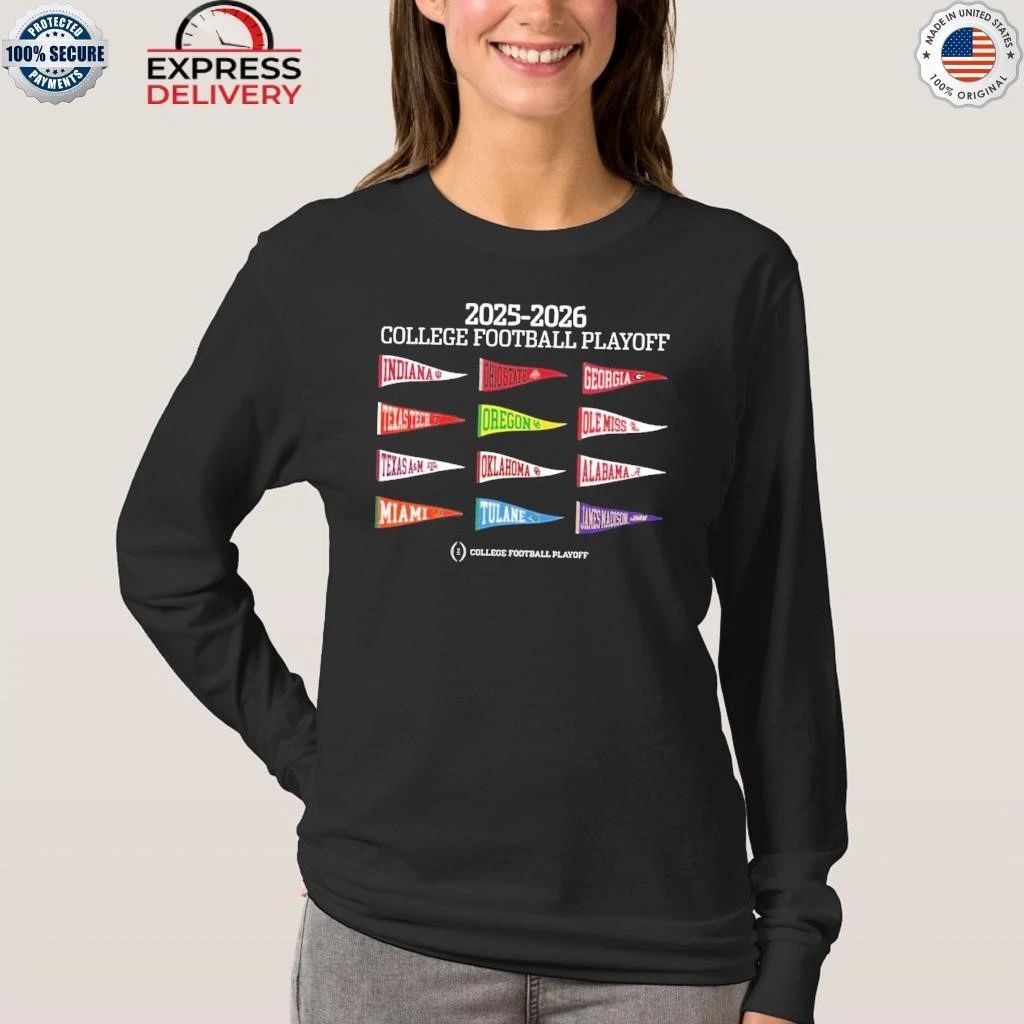 2025-26 College Football Playoff Pennant Tee For Exclusive 12 Teams Playoff CFB Shirt
