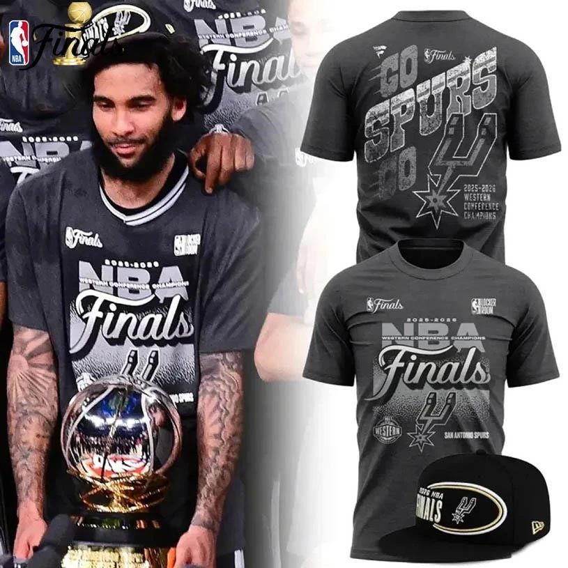 San Antonio Spurs Fanatics Charcoal 2026 NBA Western Conference Champions Edition Two Sided Shirt