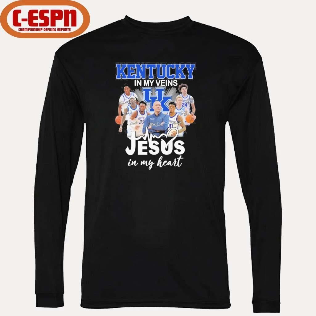Kentucky Men’s Basketball In My Veins Jesus In My Heart Shirt