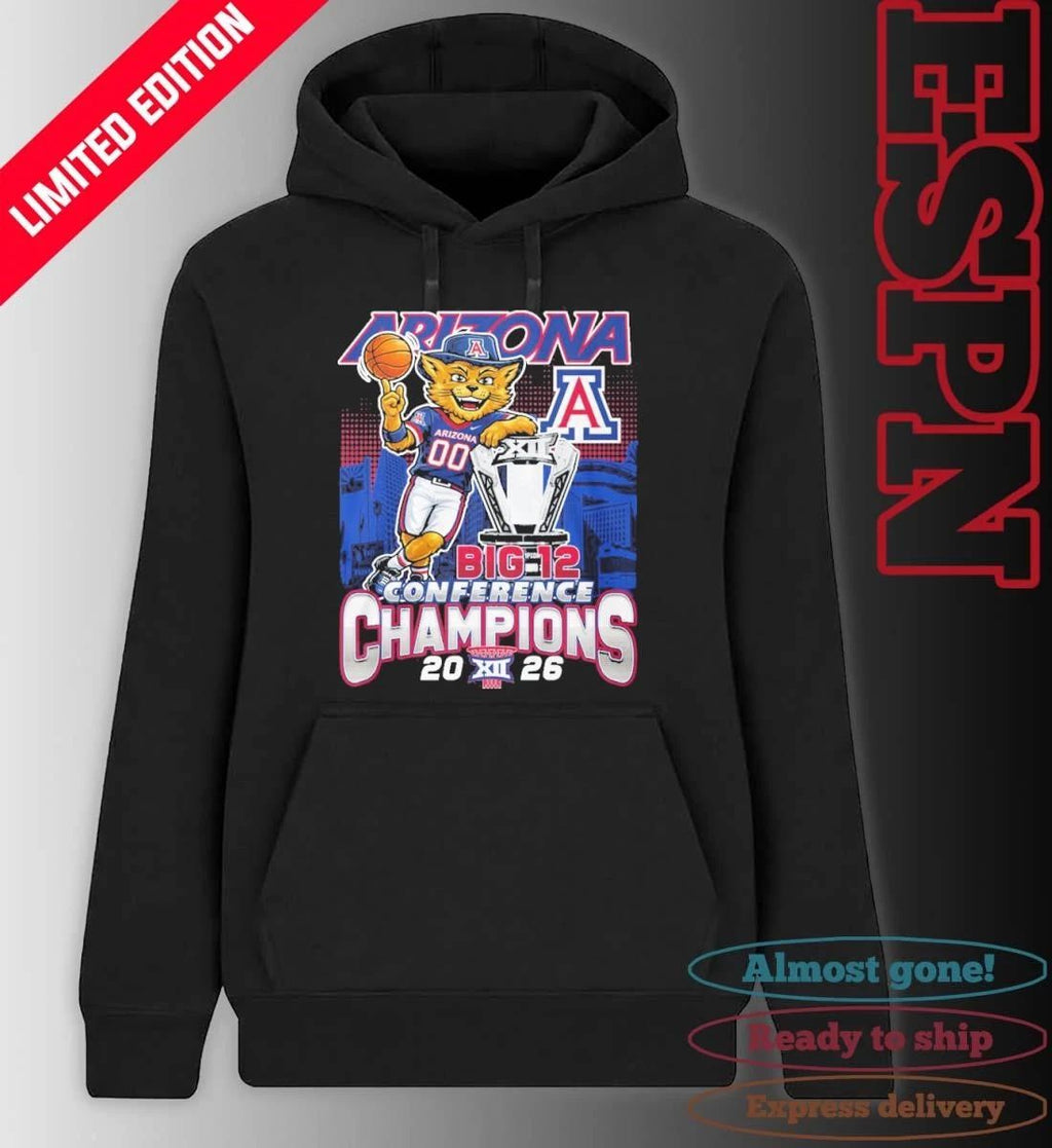 Arizona Wildcats Basketball Mascot 2026 Big 12 Conference Champions Shirt