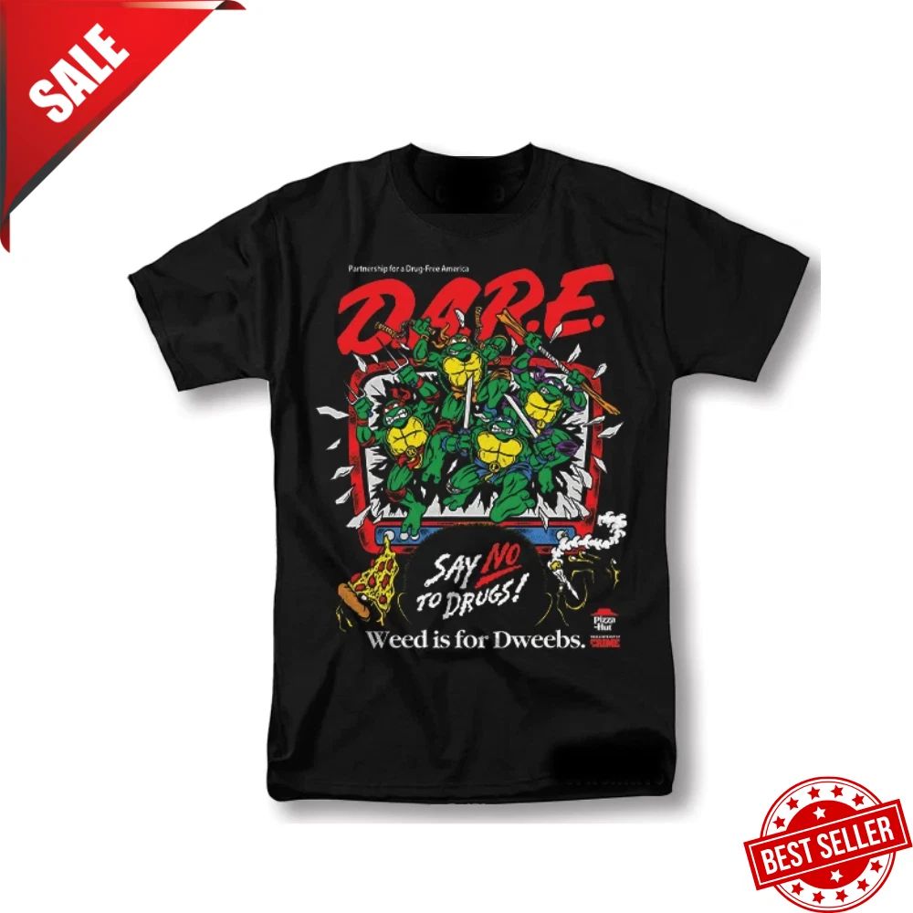 DARE Say No To Drugs Ninja Turtles Classic Retro Vintage Graphic Design T-Shirt
