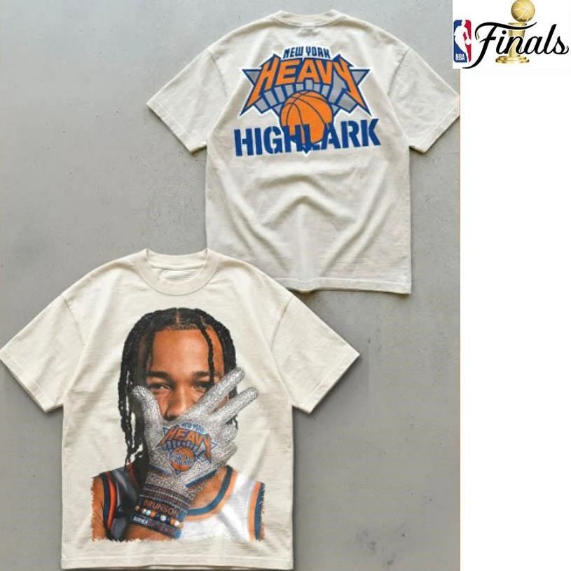 Jalen Brunson New York Knicks New York Heavy Highlark Three Point Celebration NBA Finals 2026 Two Sided Shirt