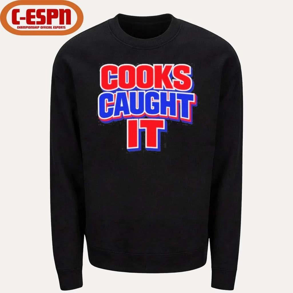 Buffalo Cooks Caught It Bold Red Blue T-Shirt