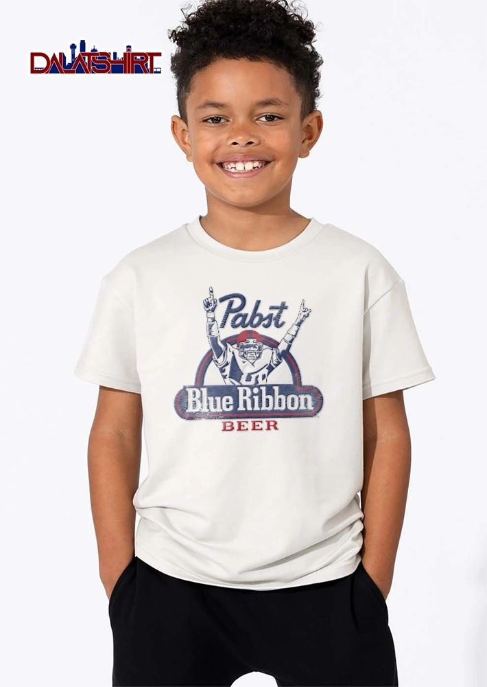 Pabst Blue Ribbon Beer Distressed Football Player Cheering shirt