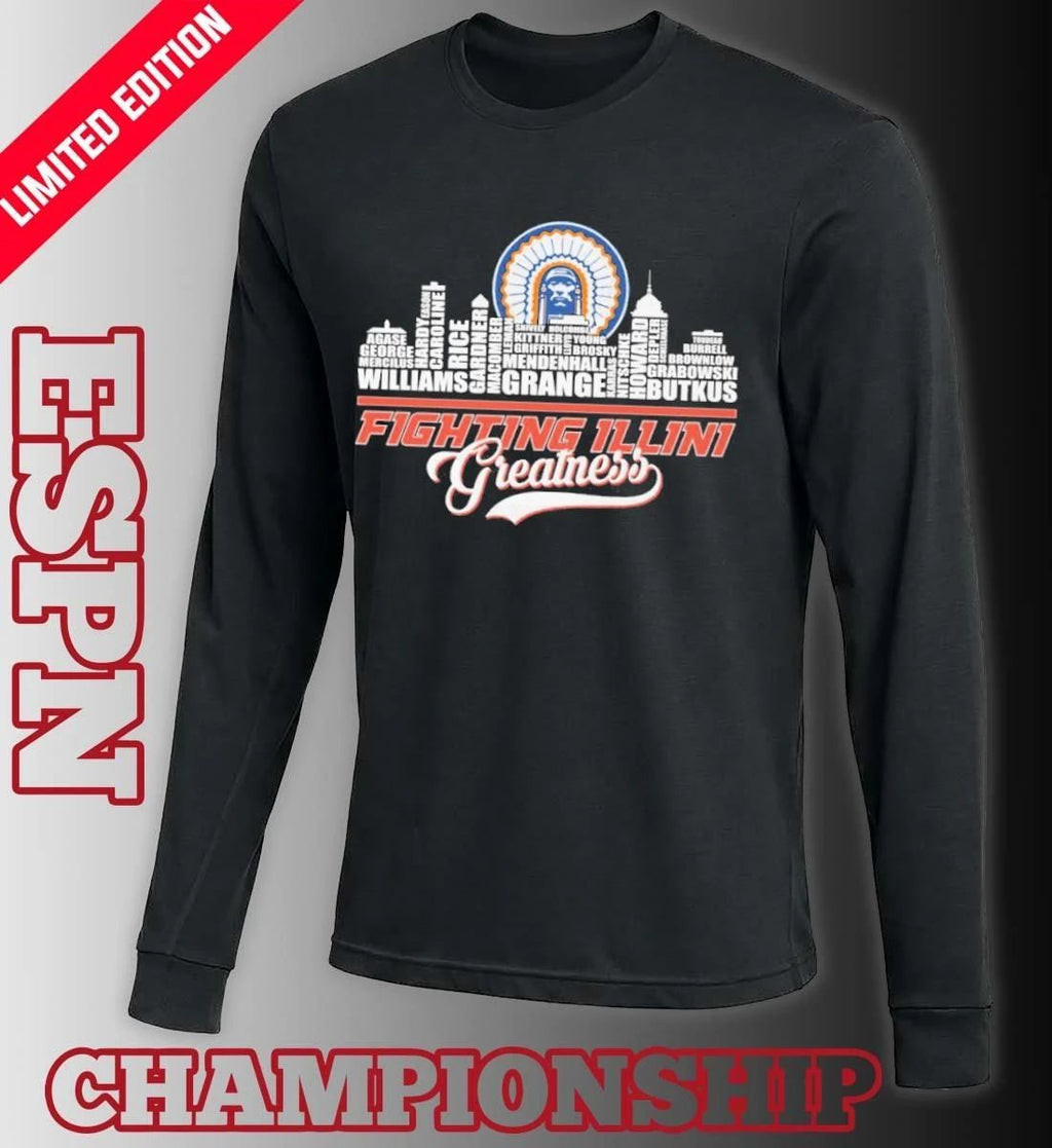 Greatness Illinois Fighting Illini Basketball Skyline Player Name Shirt