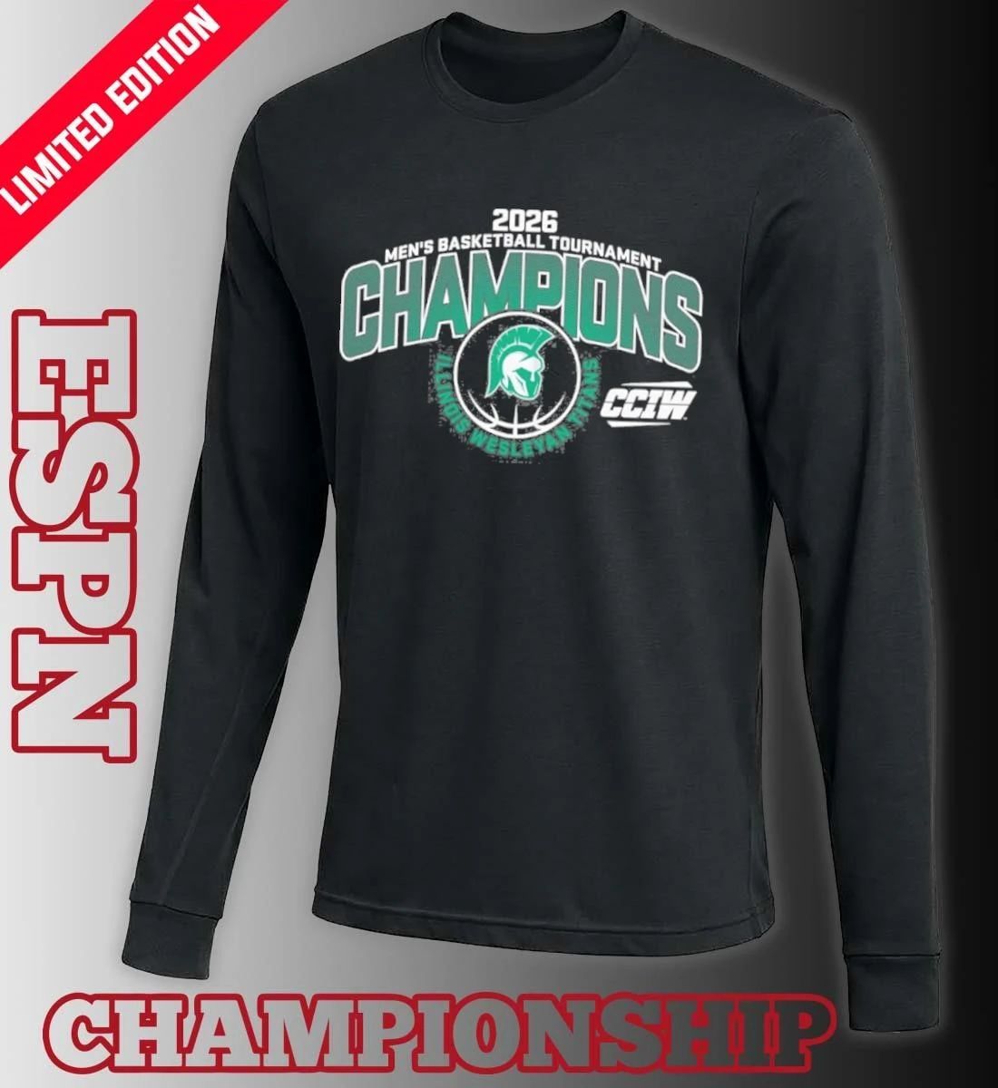 Illinois Wesleyan University Men’s Basketball 2026 CCIW Tournament Champions T-Shirt