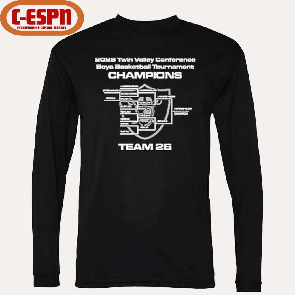 Lawrence-Nelson 2026 TVC Boys Basketball Tournament Champions Shirt