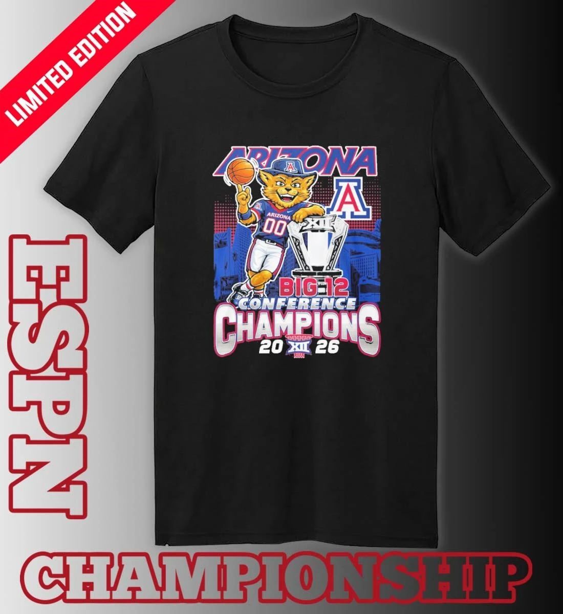 Arizona Wildcats Basketball Mascot 2026 Big 12 Conference Champions Shirt