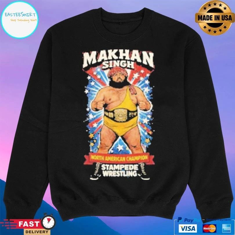 Makhan Singh North American Champion Stampede Wrestling T-shirts